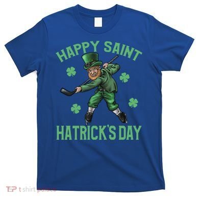 Happy Saint Hatricks Day St Patrick's Day Hockey Leprechaun Gift T-Shirt