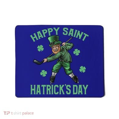 Happy Saint Hatricks Day St Patrick's Day Hockey Leprechaun Gift Mousepad