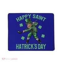 Happy Saint Hatricks Day St Patrick's Day Hockey Leprechaun Gift Mousepad thumb 0