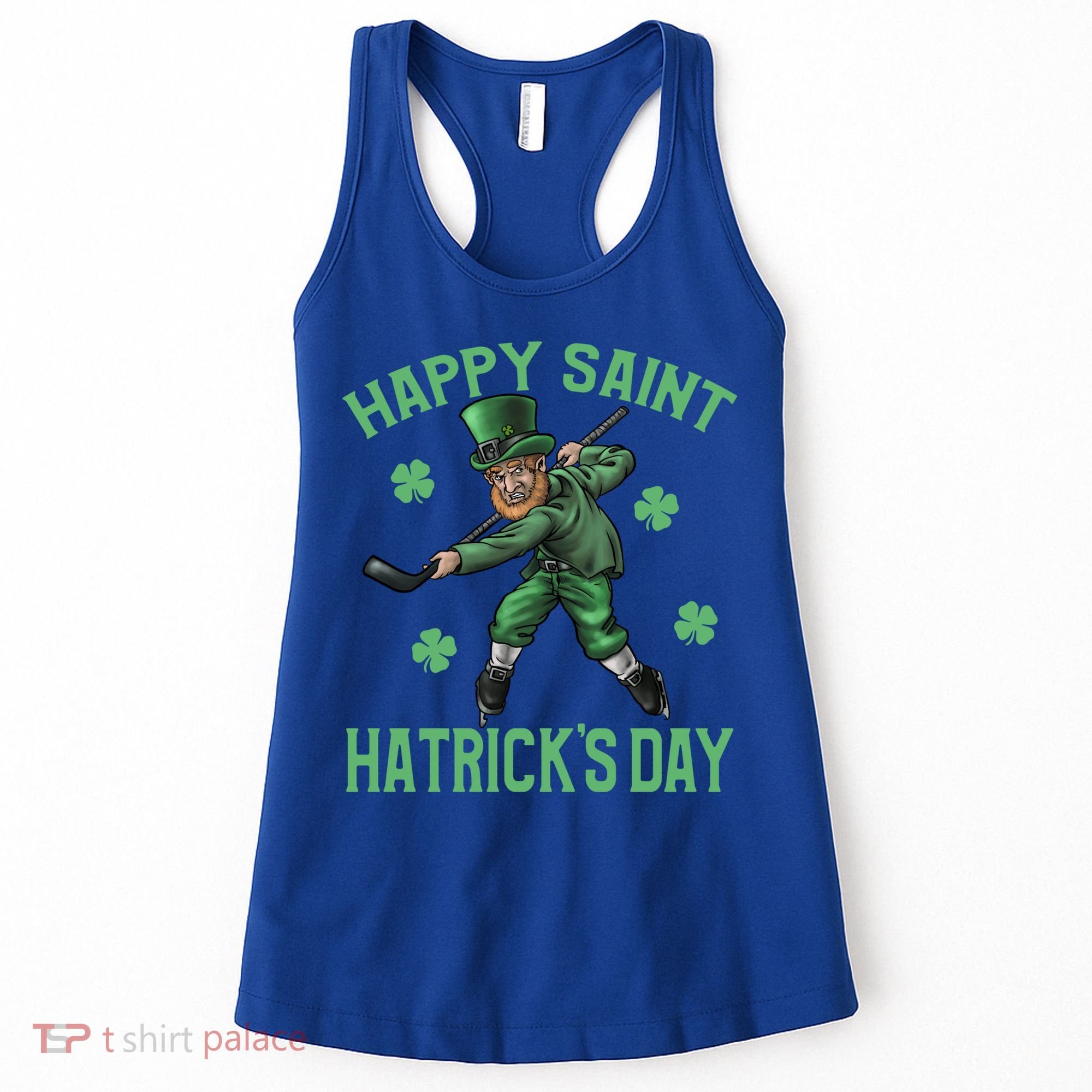 Happy Saint Hatricks Day St Patrick's Day Hockey Leprechaun Gift Women's Tank Top
