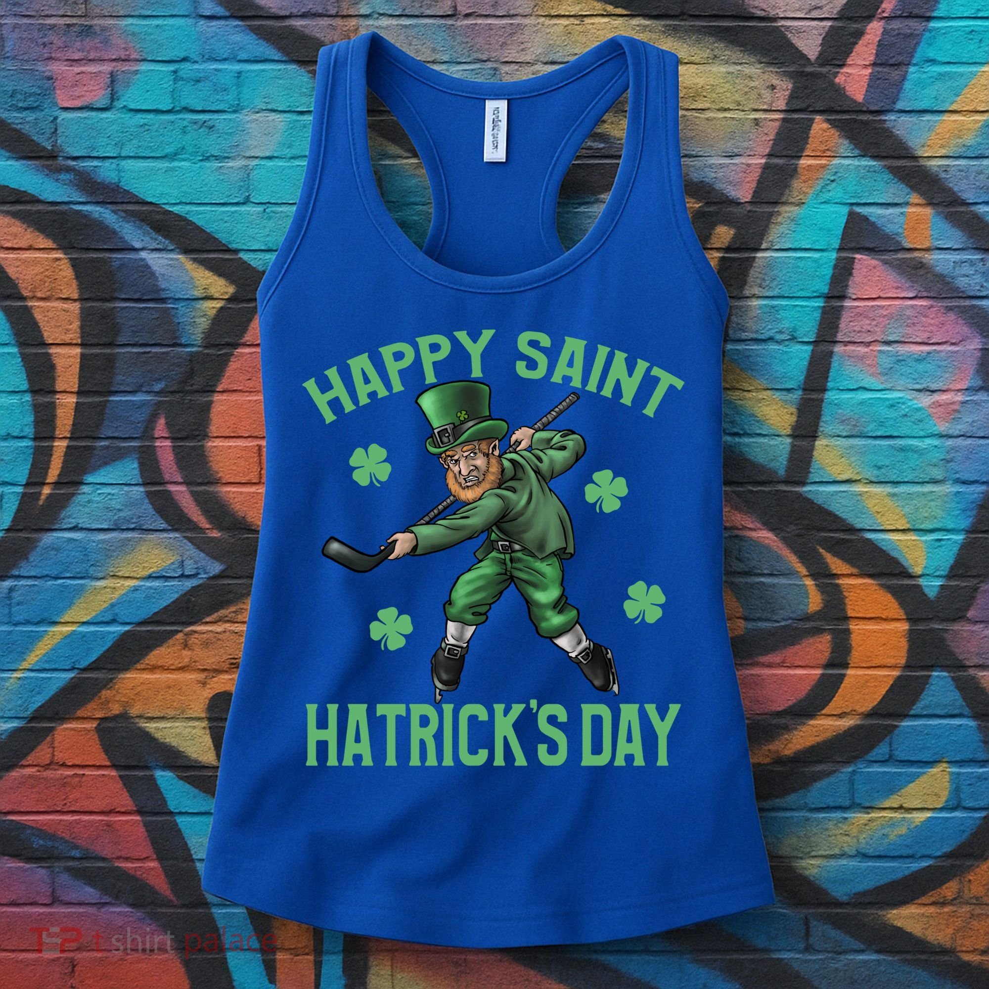 Happy Saint Hatricks Day St Patrick's Day Hockey Leprechaun Gift Women's Tank Top
