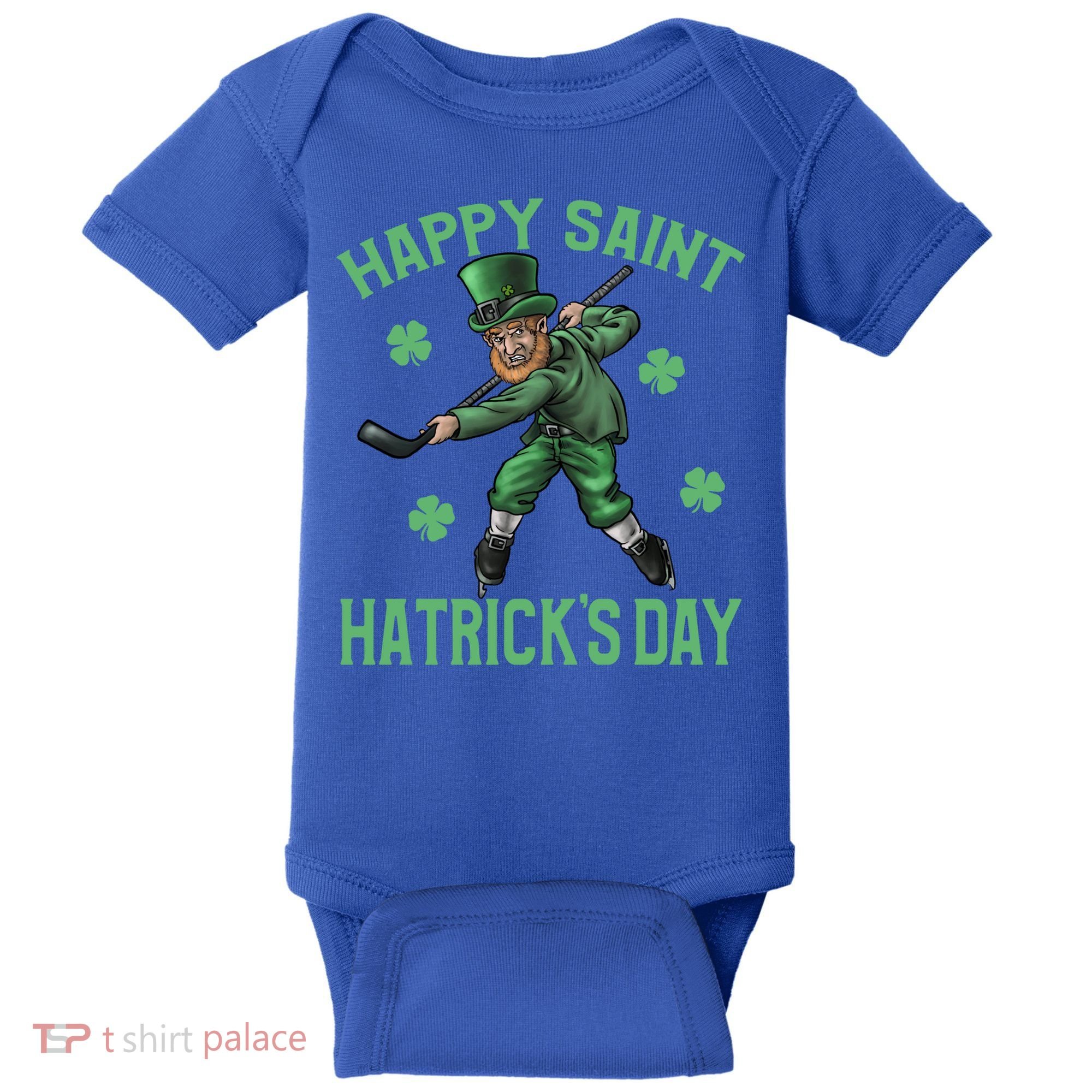 Happy Saint Hatricks Day St Patrick's Day Hockey Leprechaun Gift Baby Bodysuit