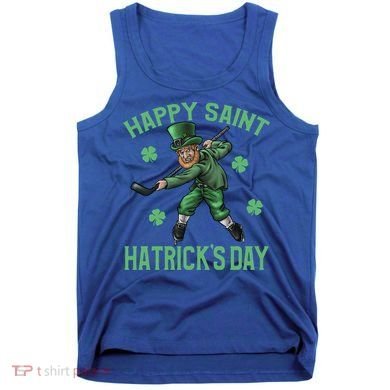 Happy Saint Hatricks Day St Patrick's Day Hockey Leprechaun Gift Tank Top