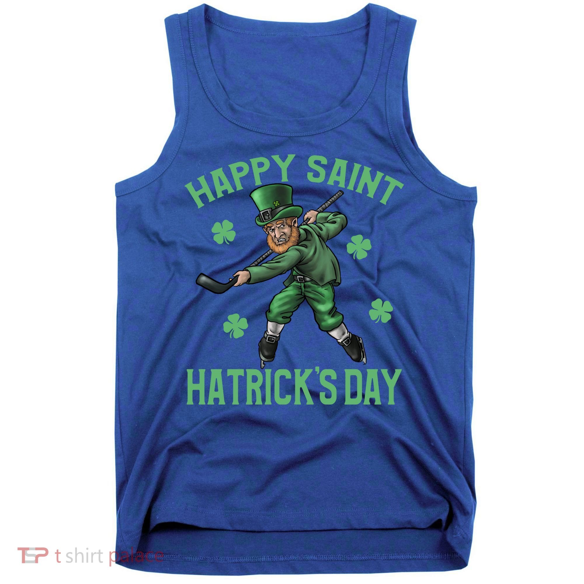 Happy Saint Hatricks Day St Patrick's Day Hockey Leprechaun Gift Tank Top