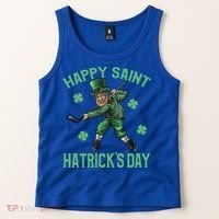 Happy Saint Hatricks Day St Patrick's Day Hockey Leprechaun Gift Tank Top thumb 2