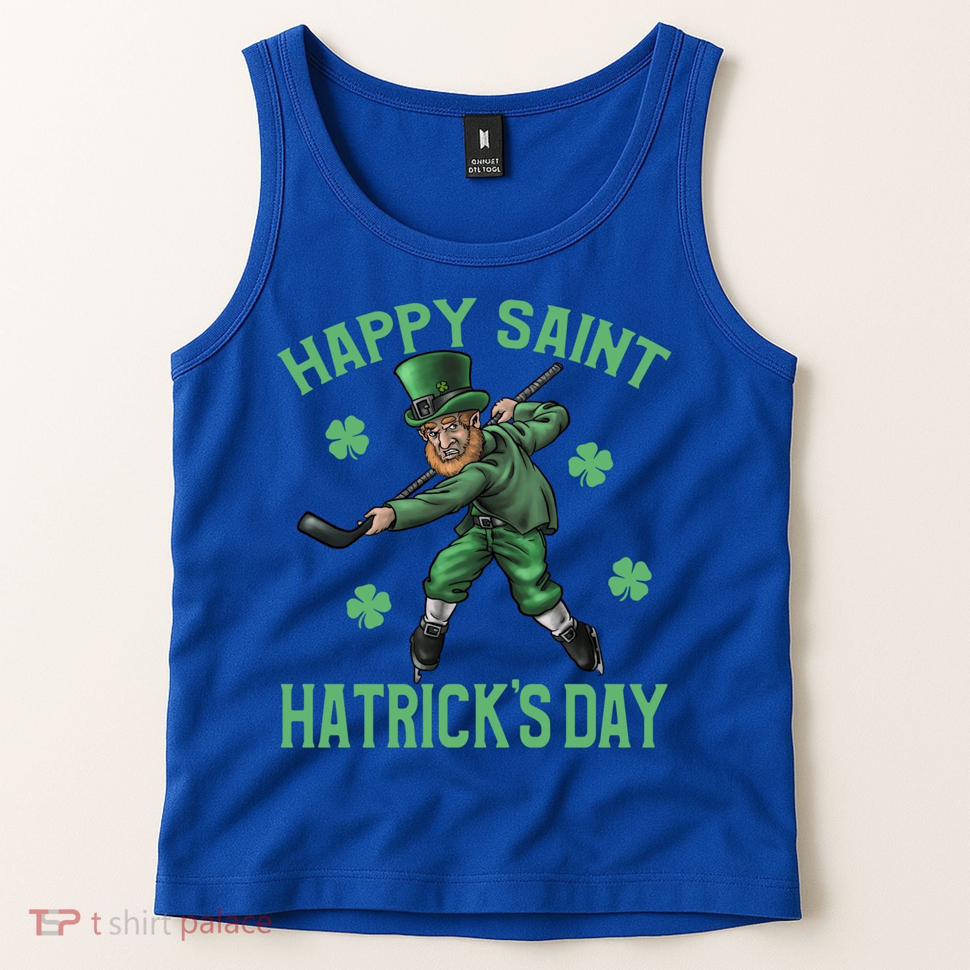 Happy Saint Hatricks Day St Patrick's Day Hockey Leprechaun Gift Tank Top