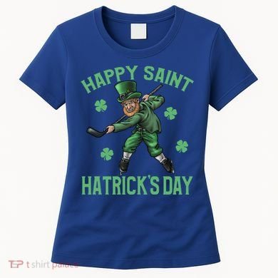 Happy Saint Hatricks Day St Patrick's Day Hockey Leprechaun Gift Women's T-Shirt
