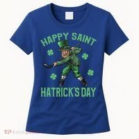 Happy Saint Hatricks Day St Patrick's Day Hockey Leprechaun Gift Women's T-Shirt thumb 0