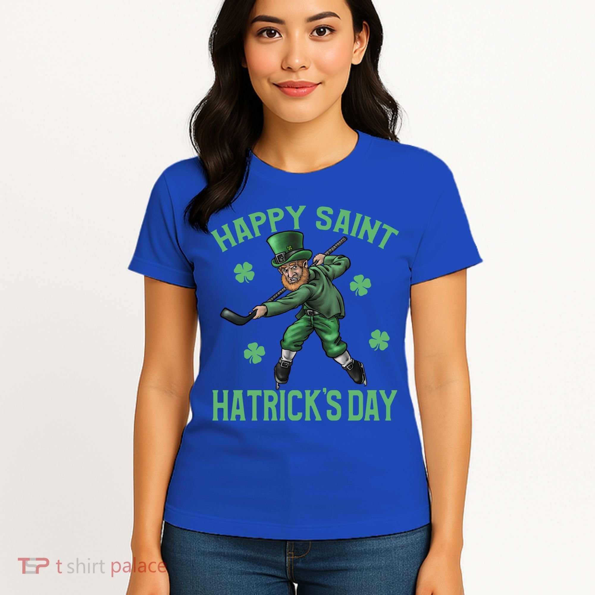 Happy Saint Hatricks Day St Patrick's Day Hockey Leprechaun Gift Women's T-Shirt