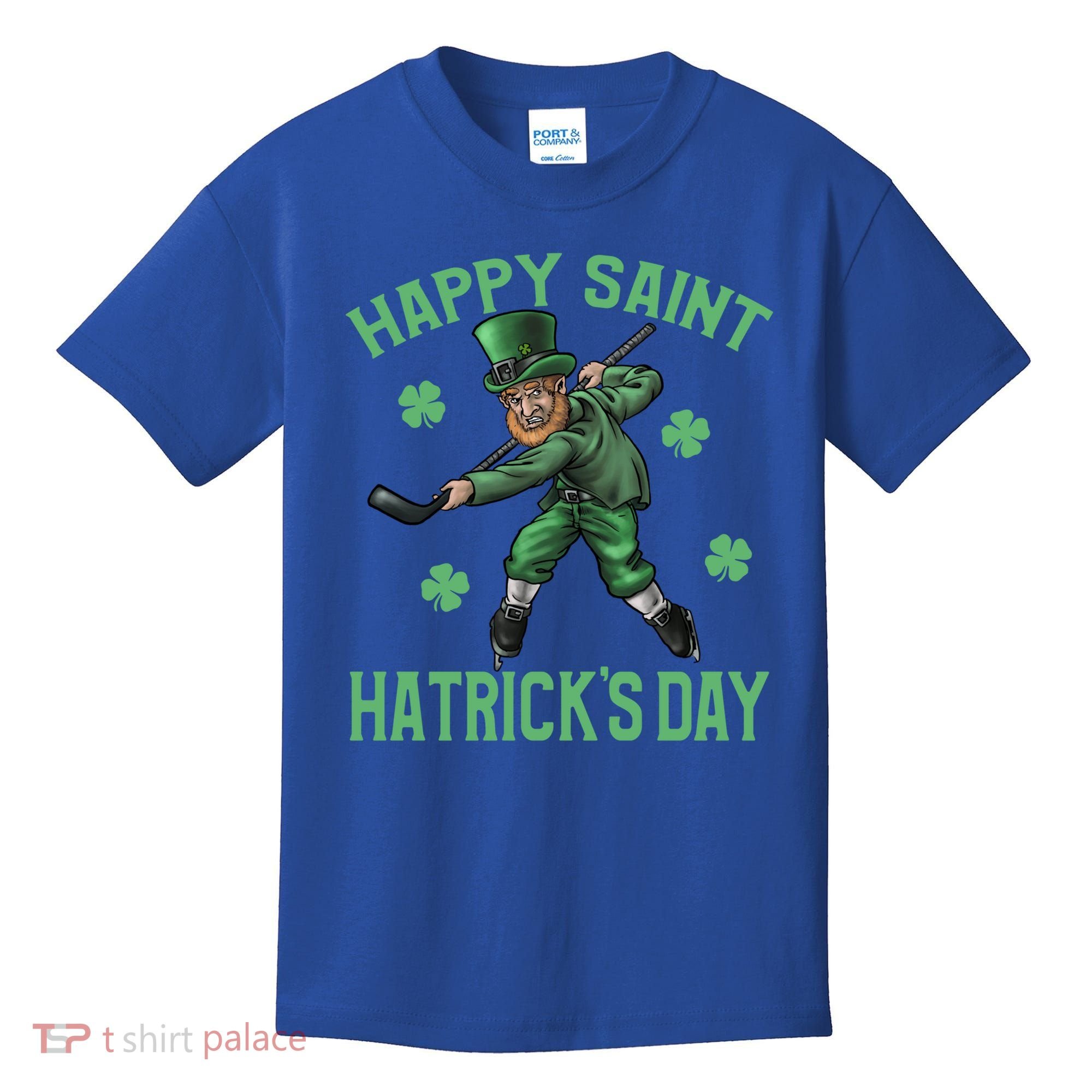 Happy Saint Hatricks Day St Patrick's Day Hockey Leprechaun Gift Kids T-Shirt