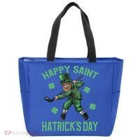 Happy Saint Hatricks Day St Patrick's Day Hockey Leprechaun Gift Tote Bag thumb 0