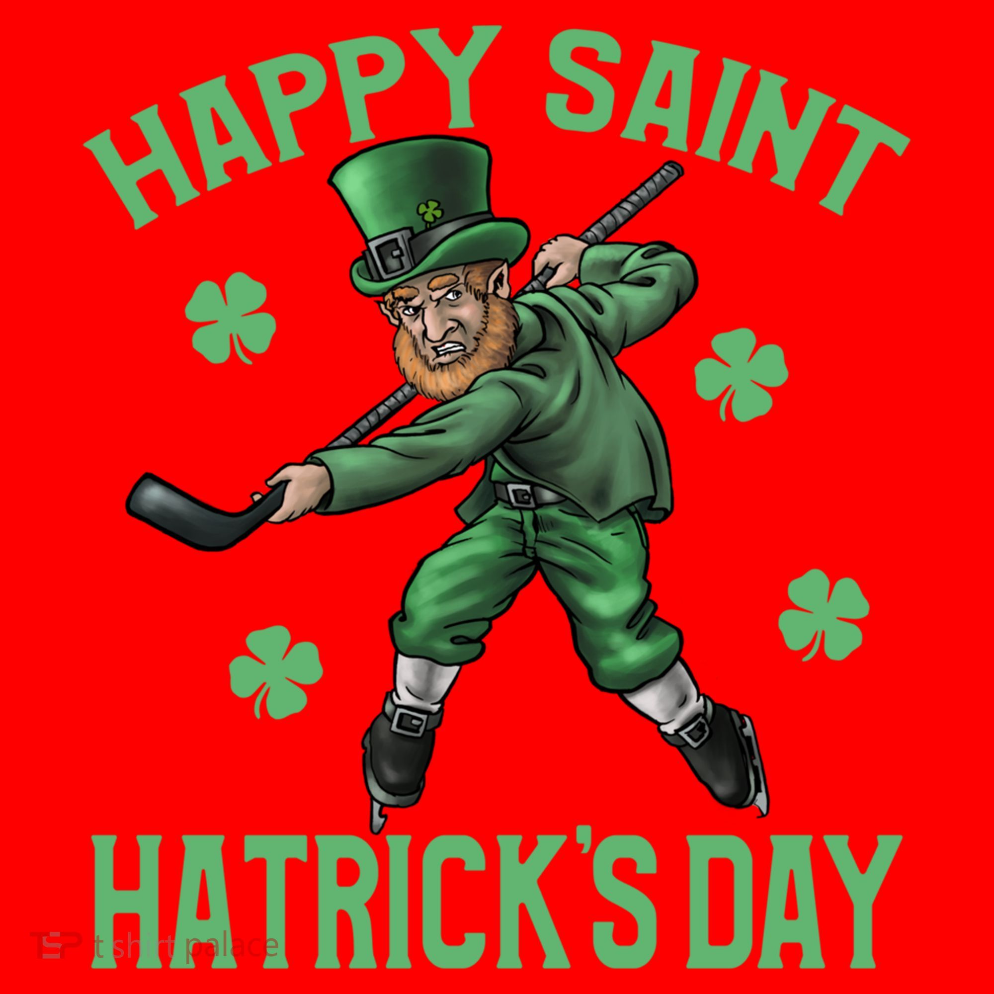 Happy Saint Hatricks Day St Patrick's Day Hockey Leprechaun Gift Santa Hat
