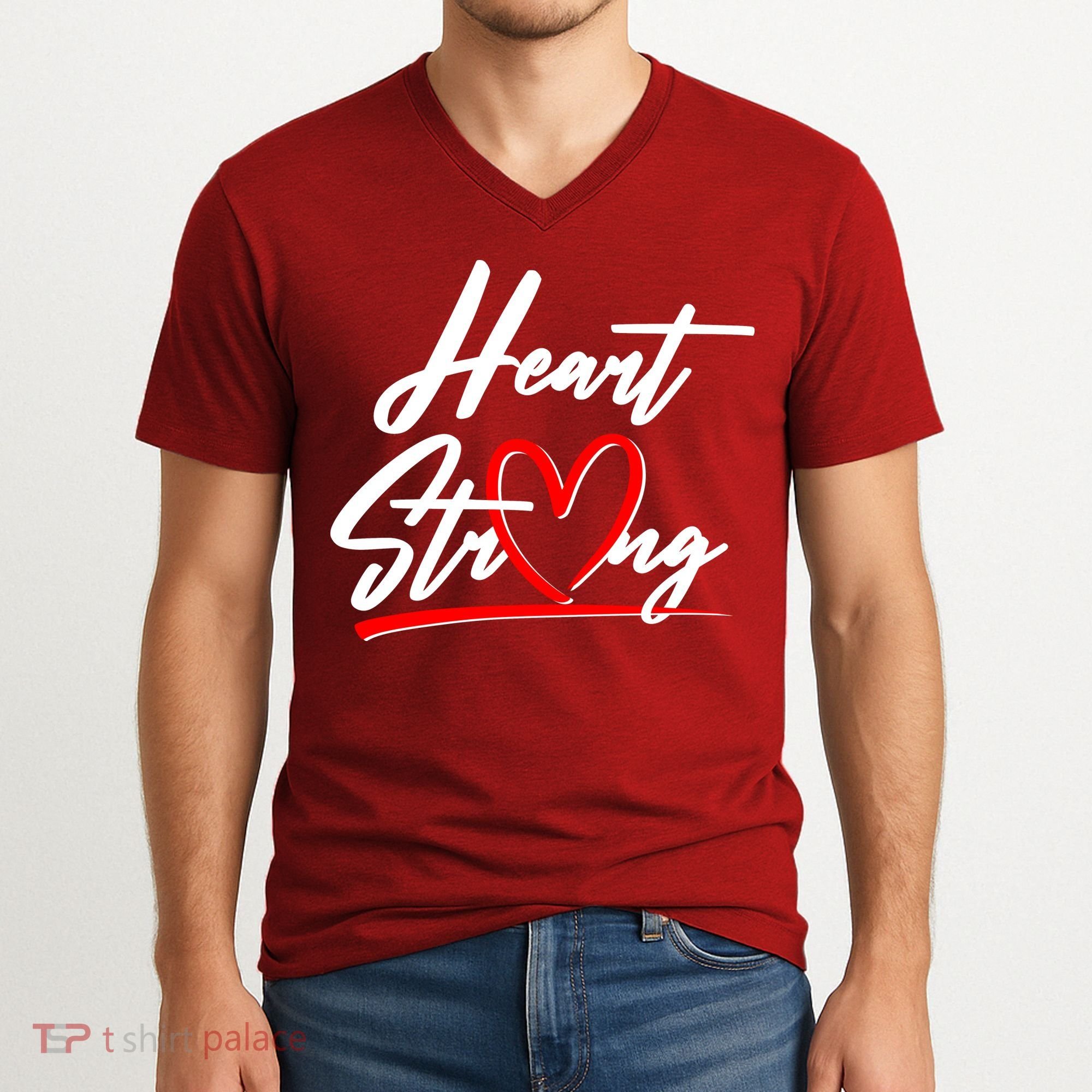 Heart Strong Heart Health Awareness Month V-Neck T-Shirt