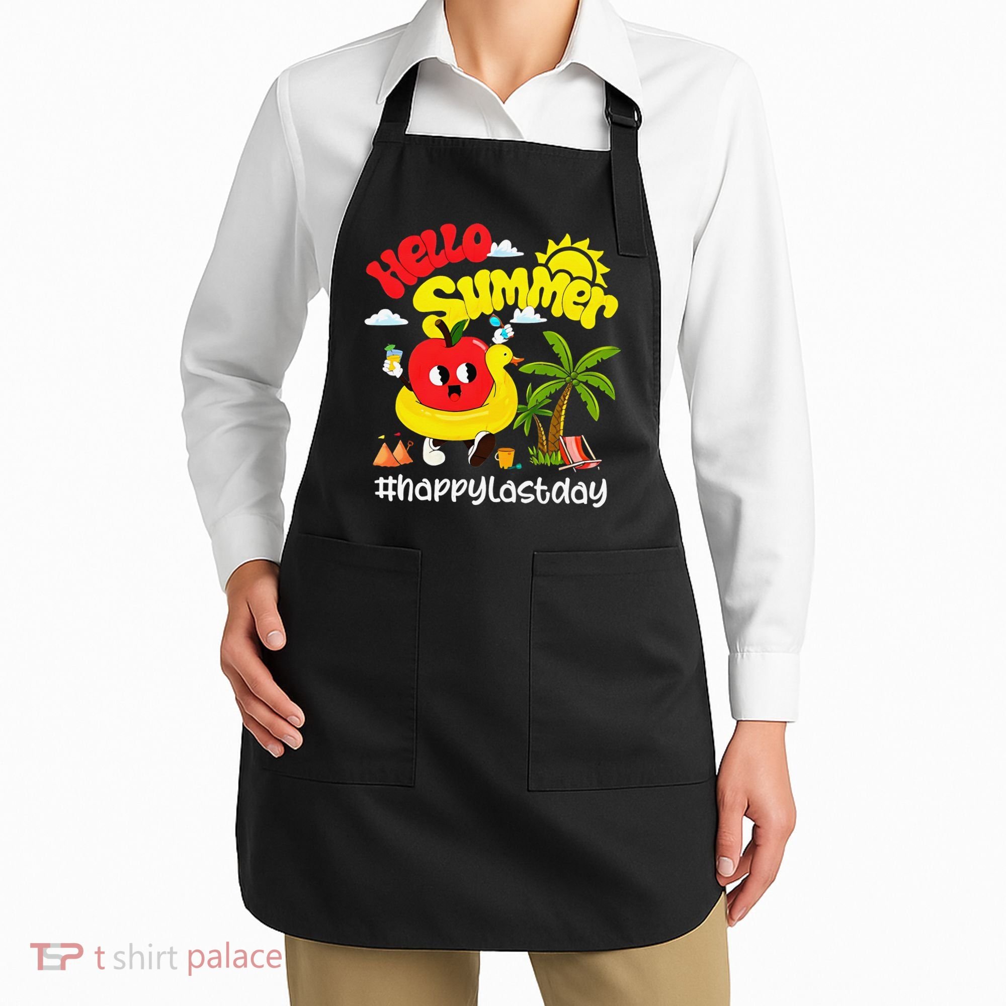 Hello Summer Happy Last Day Of School Teacher Student Apron