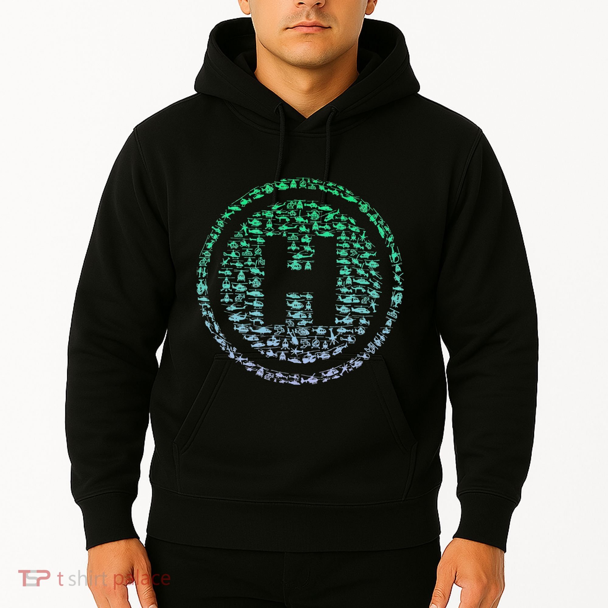 Helipad Silhouette Helicopter Pilot Helicopter Hoodie