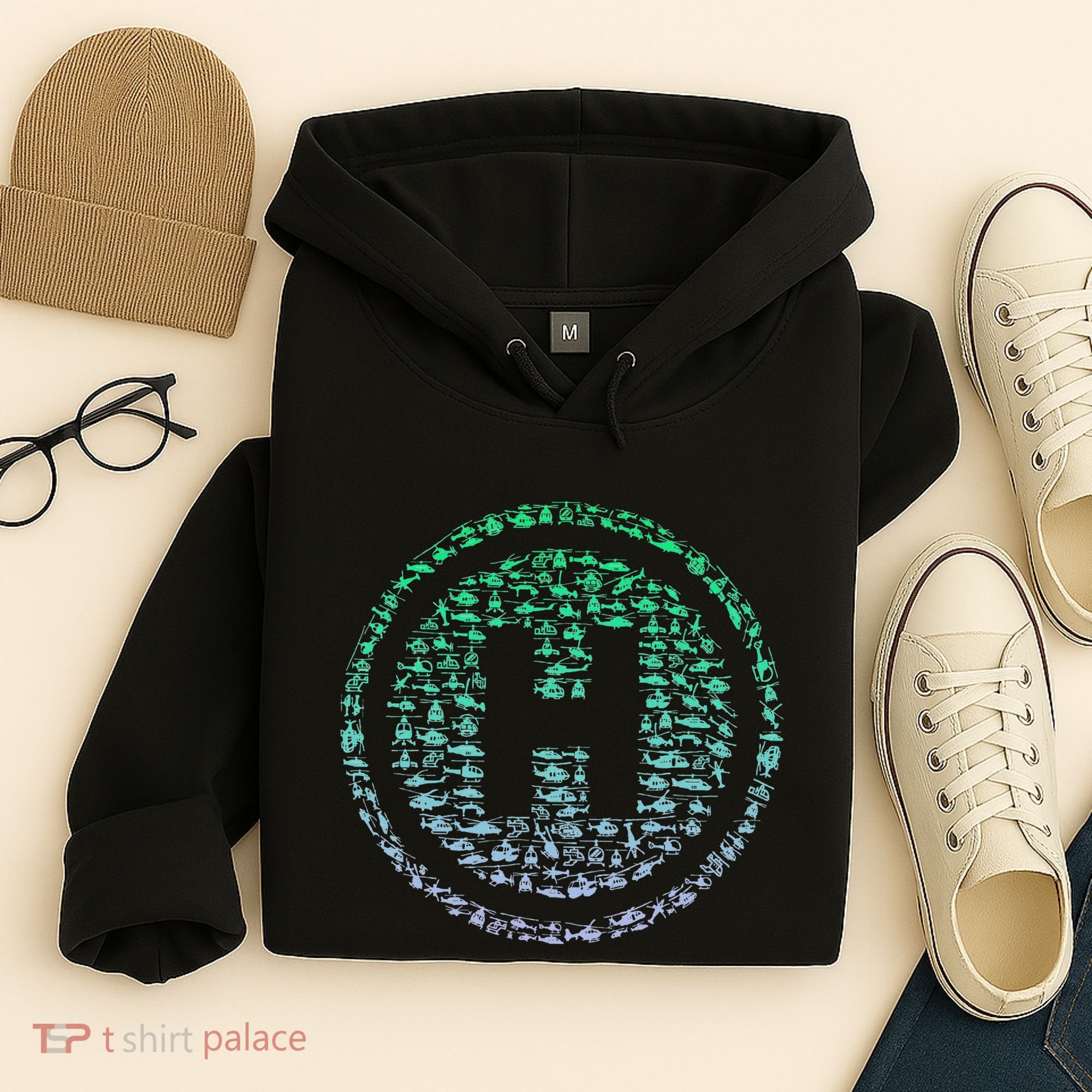Helipad Silhouette Helicopter Pilot Helicopter Hoodie