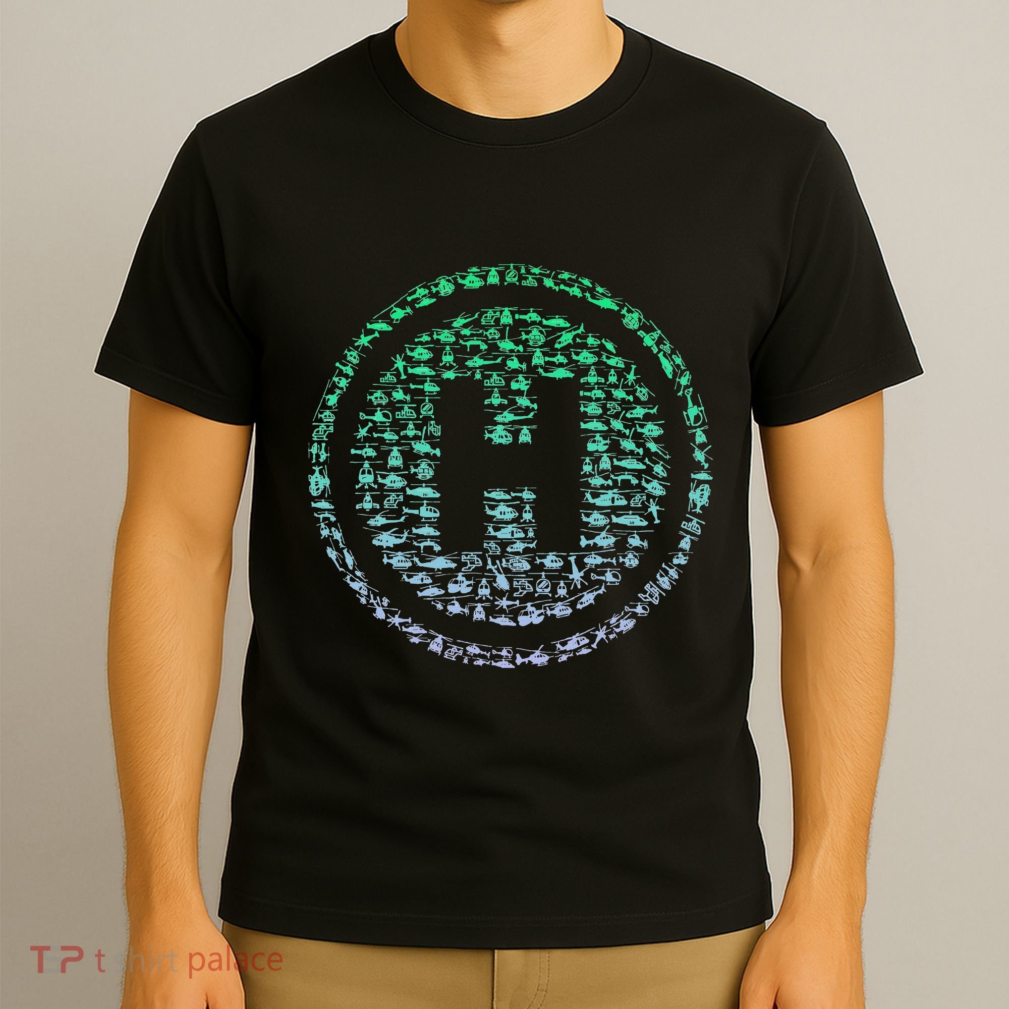 Helipad Silhouette Helicopter Pilot Helicopter T-Shirt