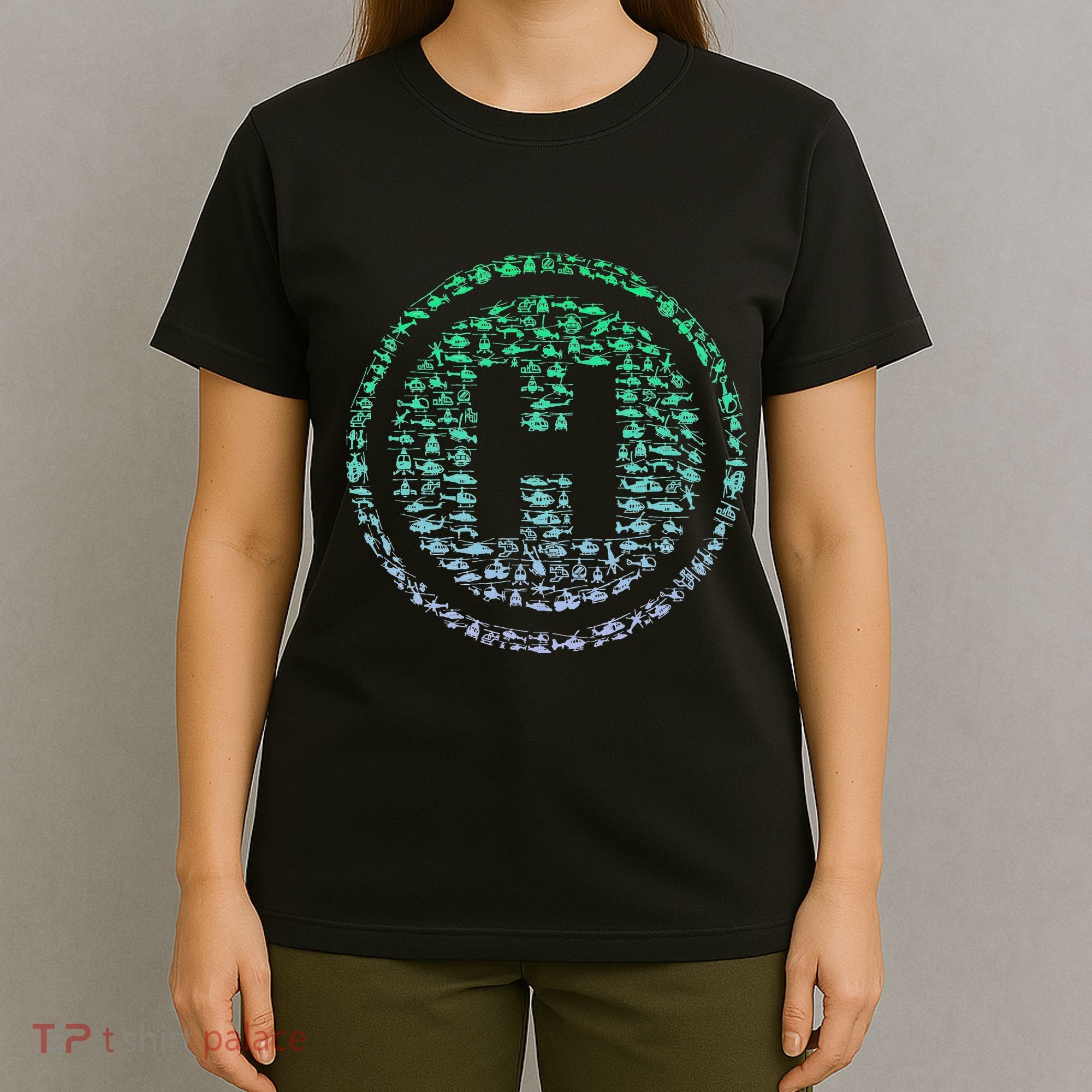 Helipad Silhouette Helicopter Pilot Helicopter T-Shirt