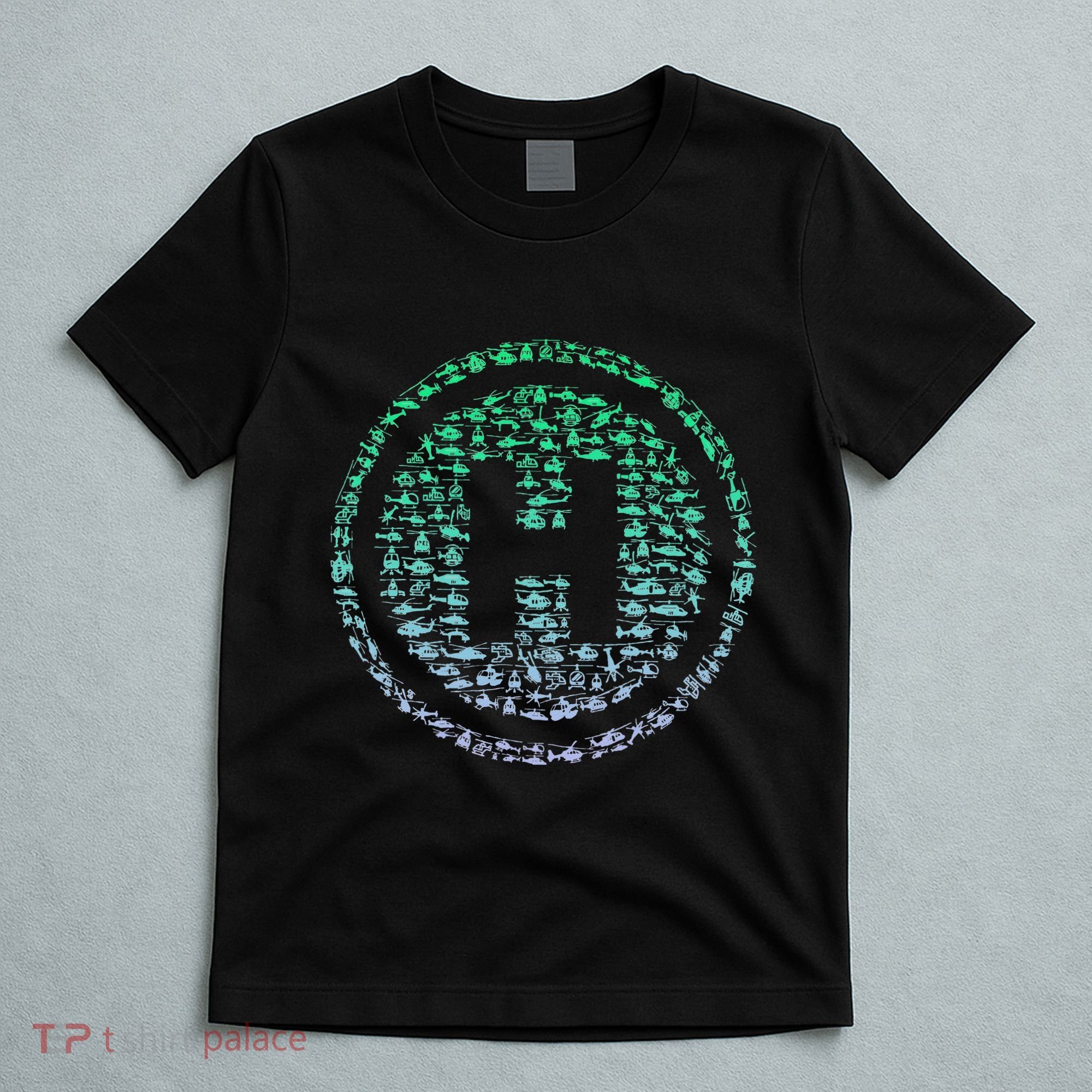 Helipad Silhouette Helicopter Pilot Helicopter T-Shirt