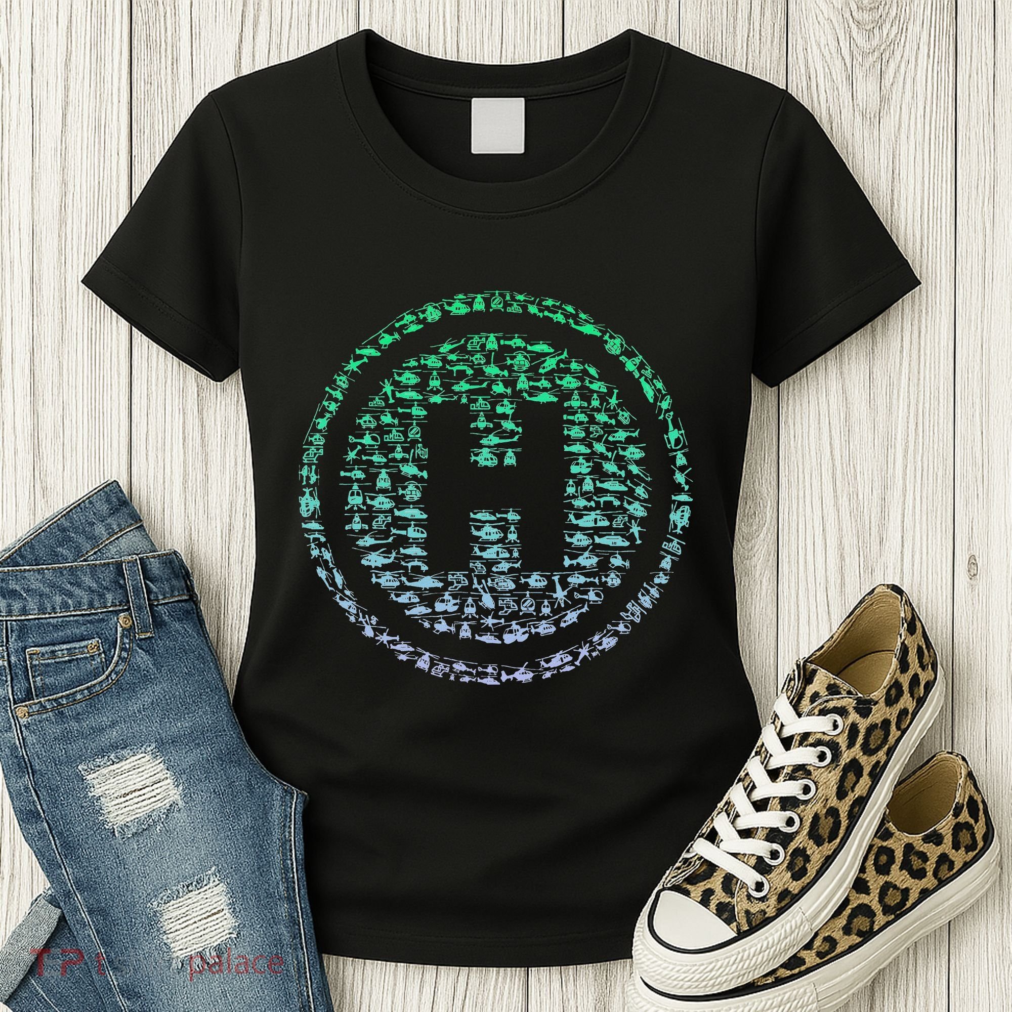 Helipad Silhouette Helicopter Pilot Helicopter Women's T-Shirt