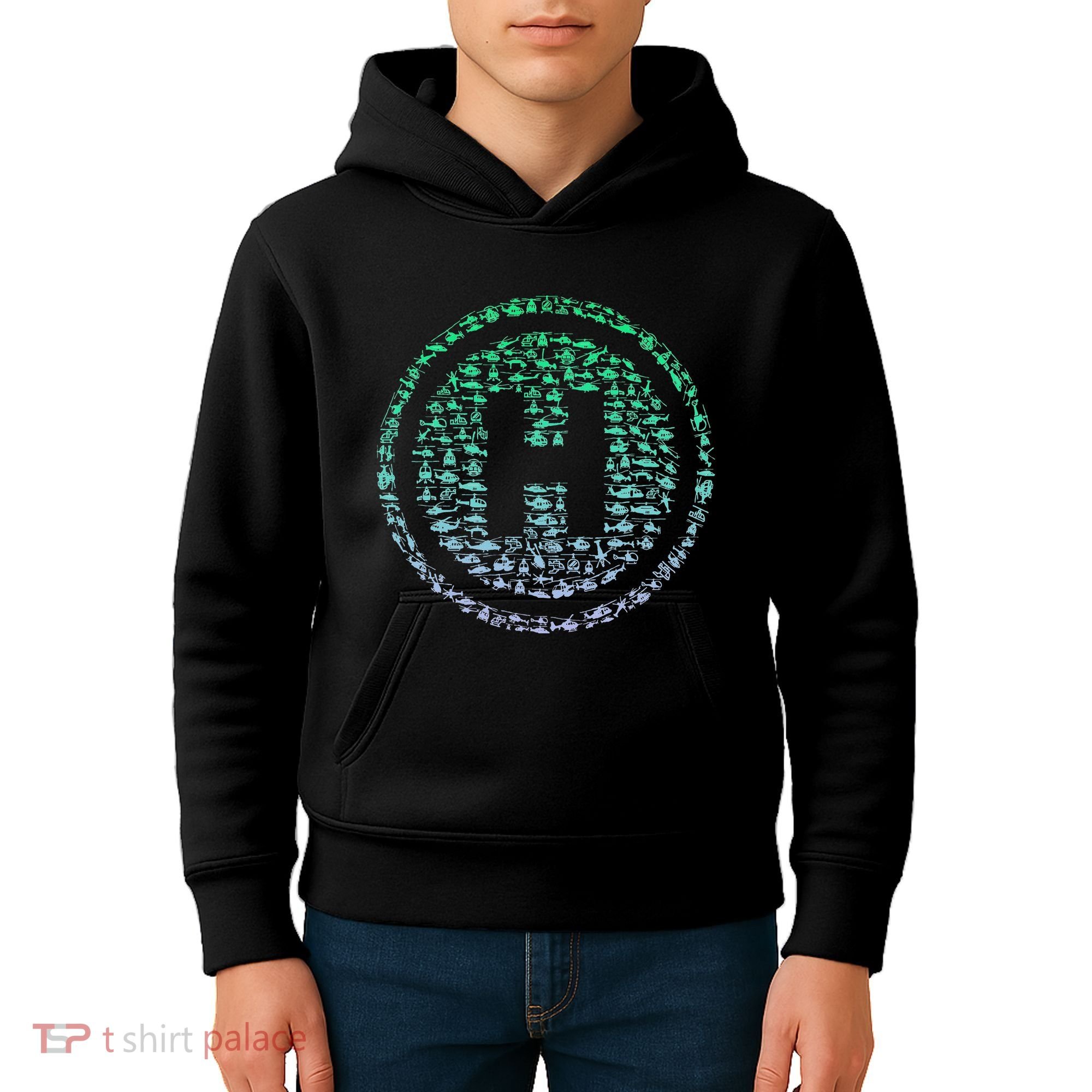 Helipad Silhouette Helicopter Pilot Helicopter Kids Hoodie