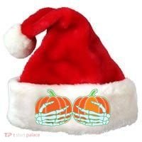 Halloween Skeleton Hand On Pumpkin Boob Santa Hat thumb 0