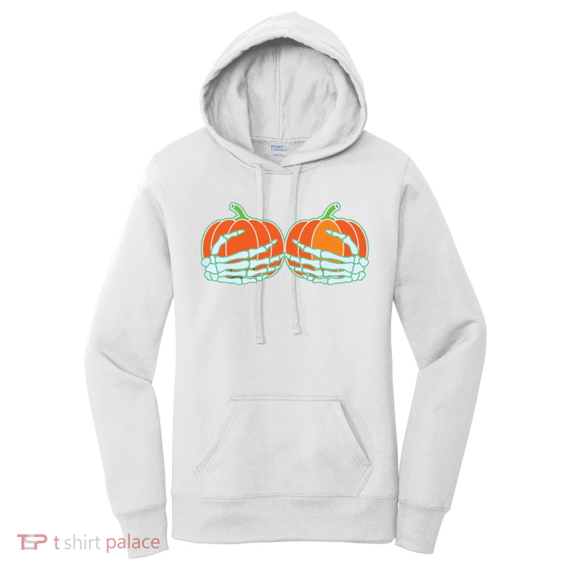 Halloween Skeleton Hand On Pumpkin Boob Women's Hoodie