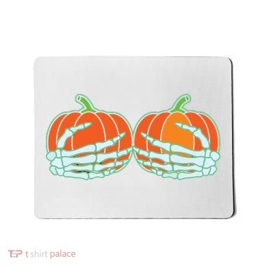Halloween Skeleton Hand On Pumpkin Boob Mousepad