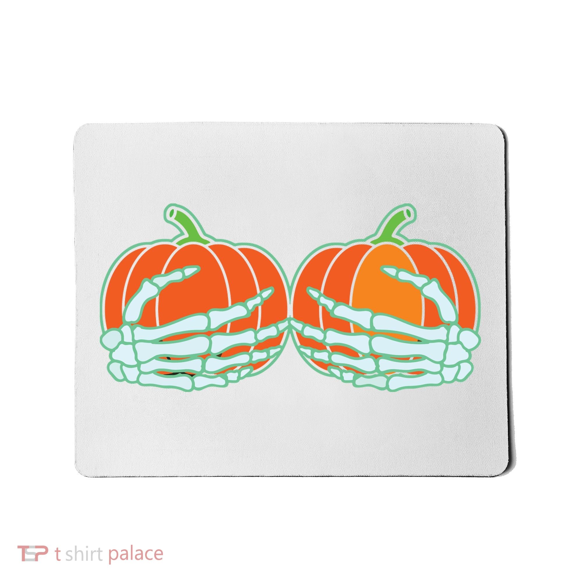 Halloween Skeleton Hand On Pumpkin Boob Mousepad