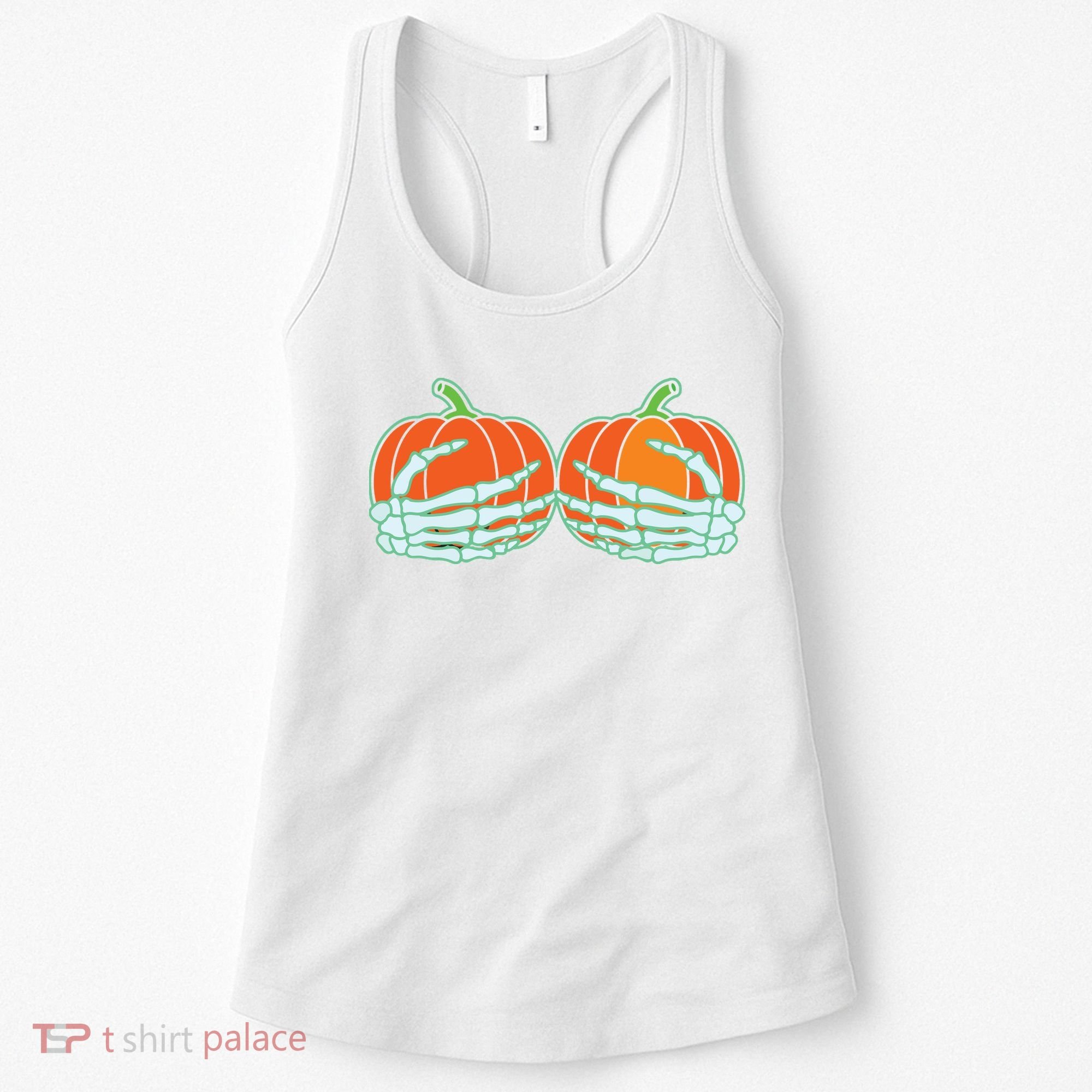 Halloween Skeleton Hand On Pumpkin Boob Women's Tank Top