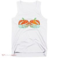 Halloween Skeleton Hand On Pumpkin Boob Tank Top thumb 0