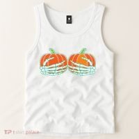 Halloween Skeleton Hand On Pumpkin Boob Tank Top thumb 2