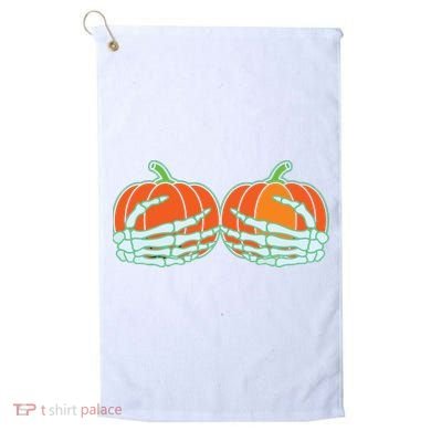 Halloween Skeleton Hand On Pumpkin Boob Golf Towel