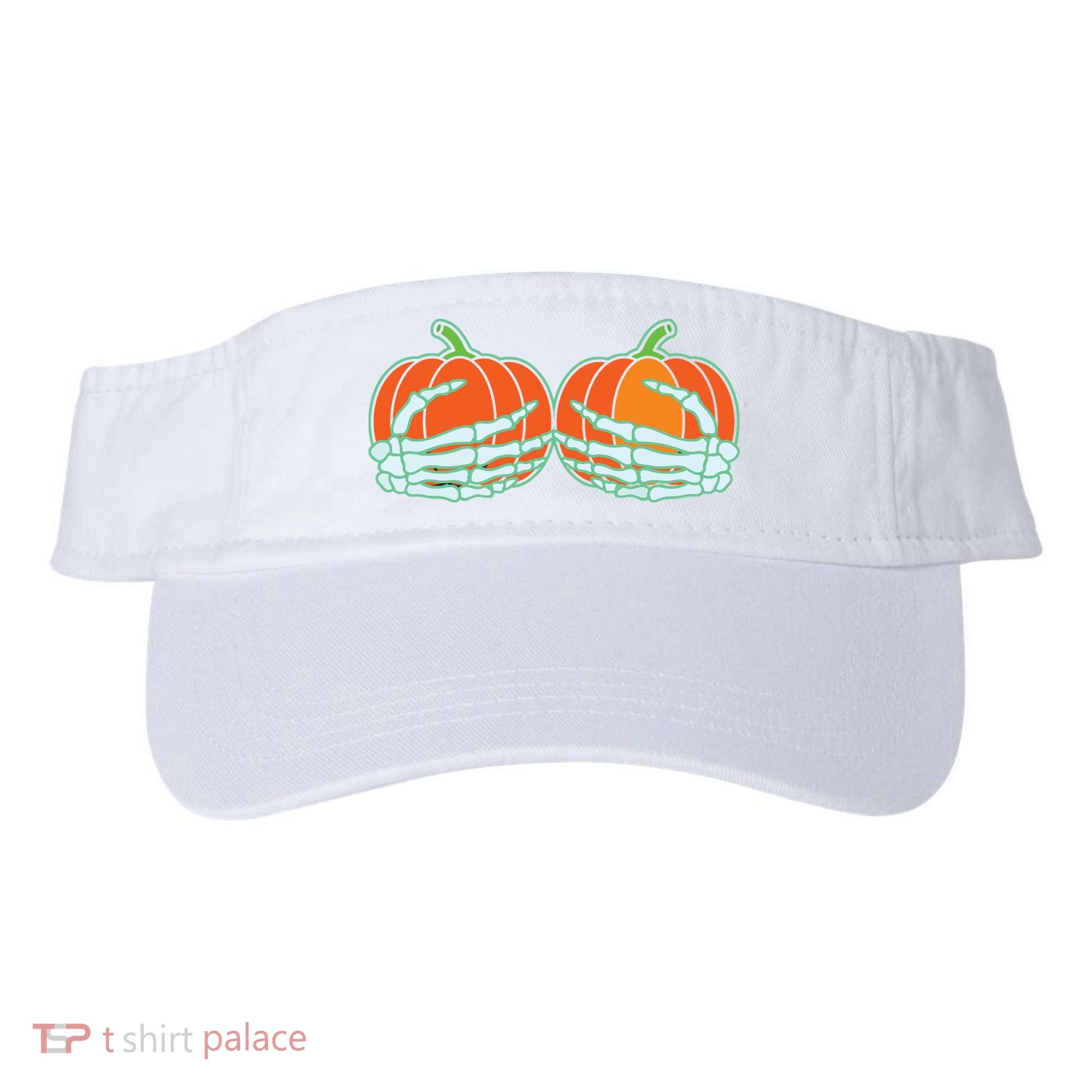 Halloween Skeleton Hand On Pumpkin Boob Visor