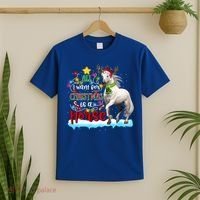 Horse Santa Hat Reindeer All I Want For Christmas Is A Horse Cute Gift T-Shirt thumb 2