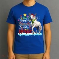 Horse Santa Hat Reindeer All I Want For Christmas Is A Horse Cute Gift T-Shirt thumb 3