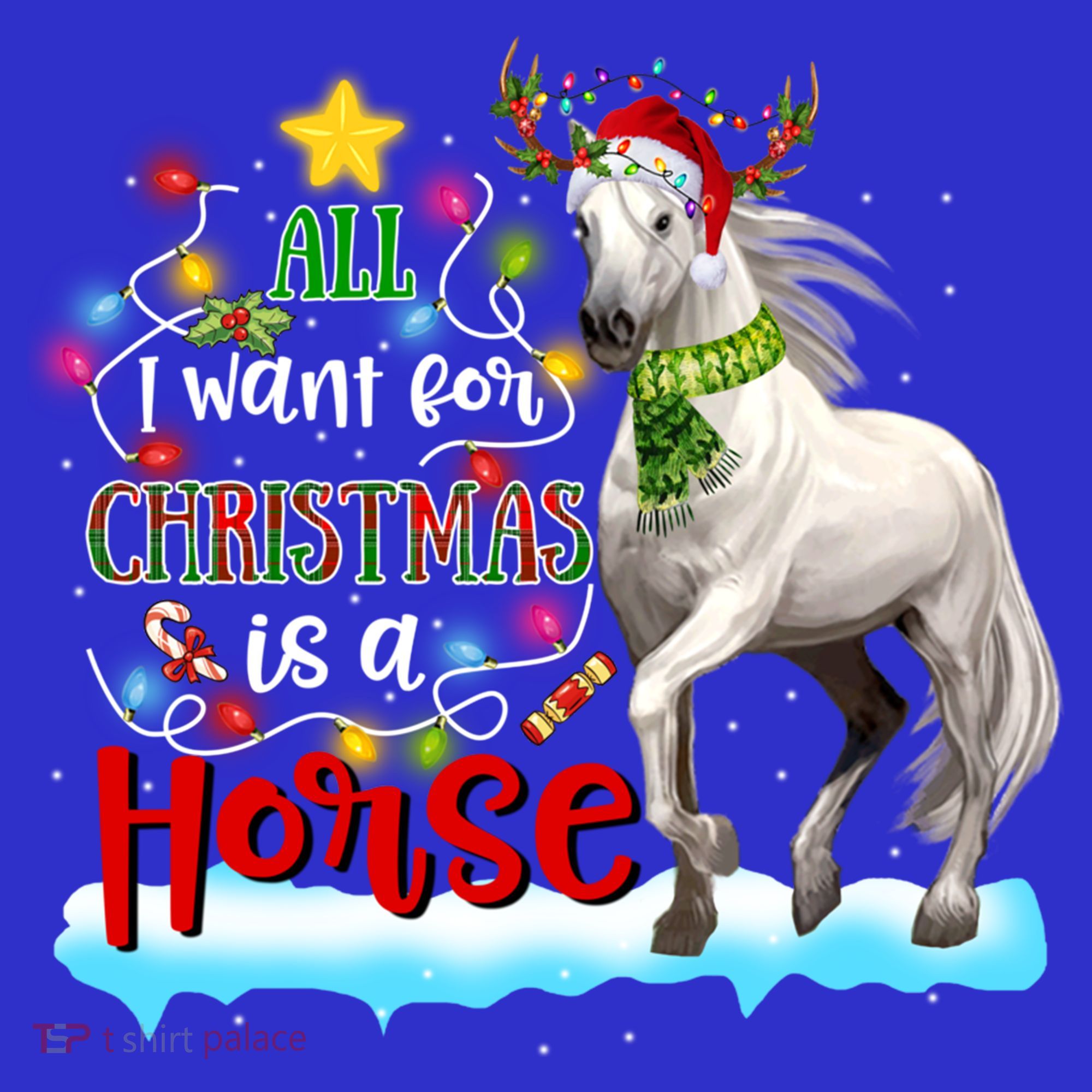 Horse Santa Hat Reindeer All I Want For Christmas Is A Horse Cute Gift Women's Tank Top