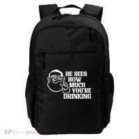 He Sees How Much Youre Drinking Santa Xmas Backpack thumb 0