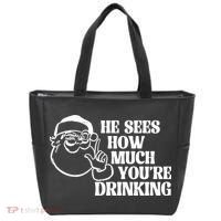 He Sees How Much Youre Drinking Santa Xmas Tote Bag thumb 0