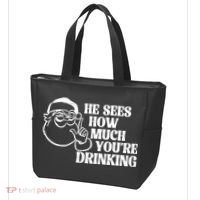 He Sees How Much Youre Drinking Santa Xmas Tote Bag thumb 3