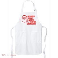 He Sees How Much Youre Drinking Santa Xmas Apron thumb 0