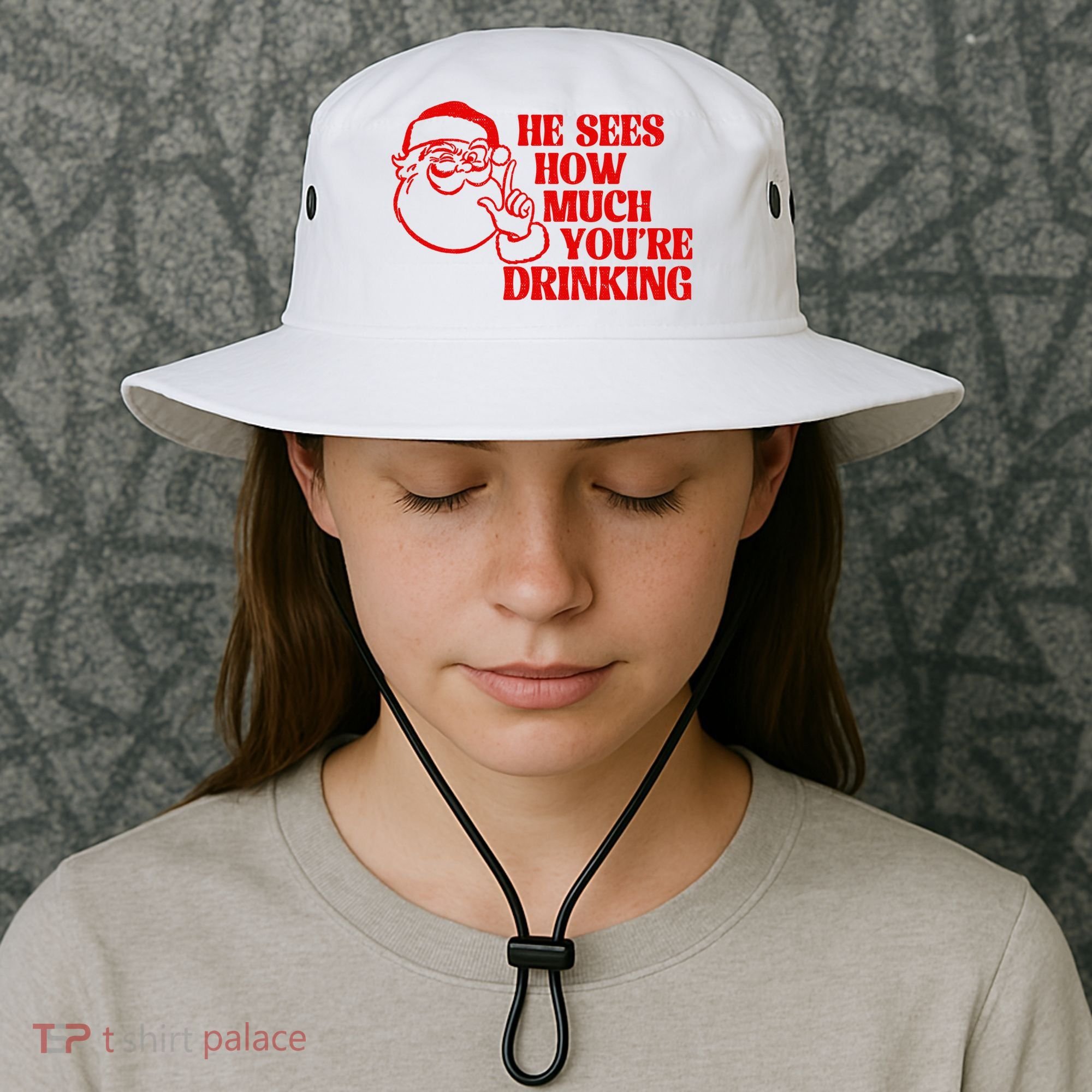 He Sees How Much Youre Drinking Santa Xmas Bucket Hat