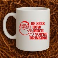 He Sees How Much Youre Drinking Santa Xmas Coffee Mug thumb 2