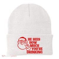 He Sees How Much Youre Drinking Santa Xmas Beanie thumb 0