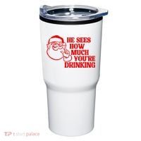 He Sees How Much Youre Drinking Santa Xmas Tumbler thumb 0
