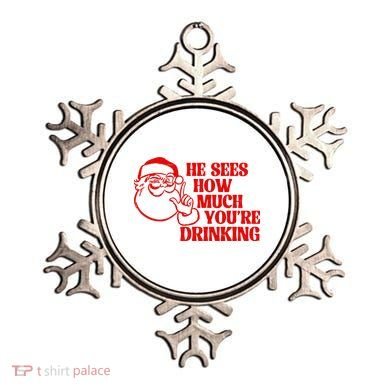 He Sees How Much Youre Drinking Santa Xmas Ornament