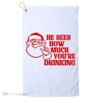 He Sees How Much Youre Drinking Santa Xmas Golf Towel thumb 0