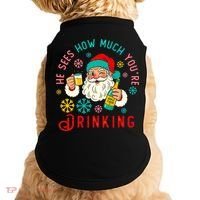 He Sees How Much You're Drinking Santa Doggie Tank thumb 0