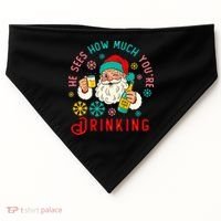 He Sees How Much You're Drinking Santa USA-Made Doggie Bandana thumb 0