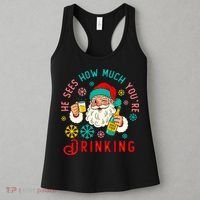 He Sees How Much You're Drinking Santa Women's Tank Top thumb 3